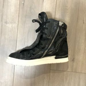 Cinzia Araia Men's Black High Top Side Zip Sneakers. No insoles